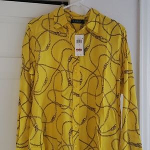 Yellow long-sleeved blouse
